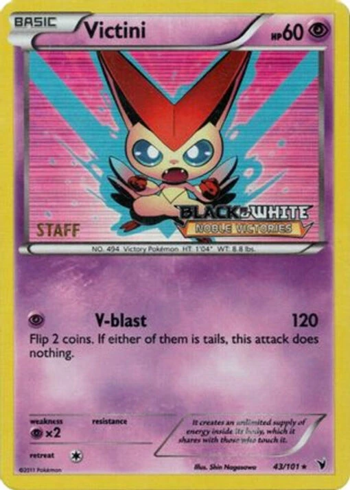 Victini - 43/101 (Prerelease) [Staff] 43 - Black And White Promos Holofoil -Hot Sale GameNerdz Store 228500 99165.1690286858