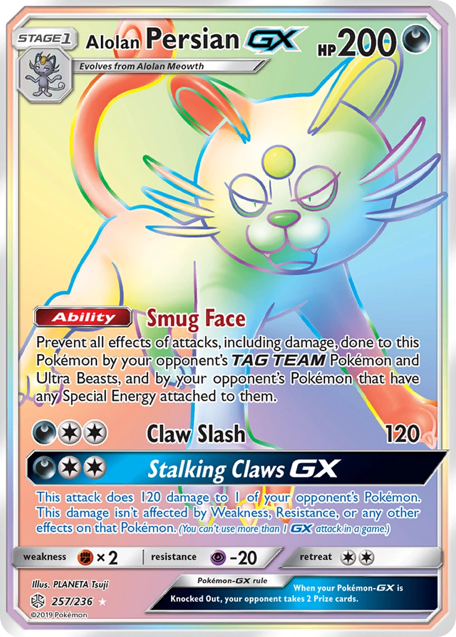 Alolan Persian-GX 257/236 - Cosmic Eclipse Holofoil 1 Alolan Persian-GX 257/236 - Cosmic Eclipse Holofoil