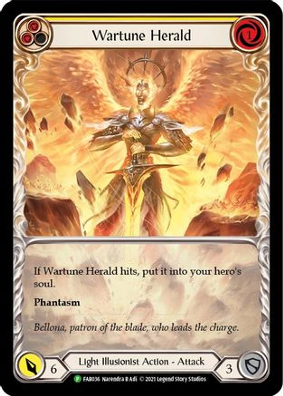 Wartune Herald (Yellow) (Extended Art) (FAB036) Flesh And Blood: Promo Cards Rainbow Foil 1 Wartune Herald (Yellow) (Extended Art) (FAB036) Flesh And Blood: Promo Cards Rainbow Foil