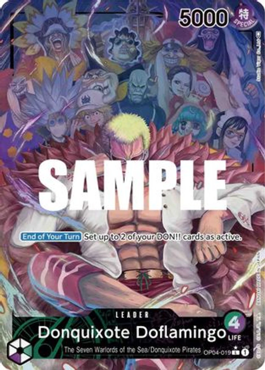 Bandai Donquixote Doflamingo (Alternate Art) (OP04-019) Kingdoms Of Intrigue Foil 1 Bandai Donquixote Doflamingo (Alternate Art) (OP04-019) Kingdoms Of Intrigue Foil
